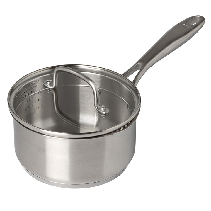 PYREX, Infinity Stieltopf mit Deckel, Ø 16 cm, fester Griff, Edelstahl, ohne PFAS, Edelstahl, geeign