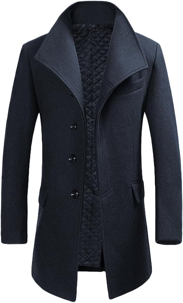Allthemen Wintermantel Mantel Herren Lang Slim Fit Herrenmantel Winter Schwarz Business Mantel Herre