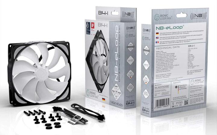 Noiseblocker PC Gehäuselüfter 140mm NB-eLoop PC Fan B14-1 - Case Fan 140mm Lüfter Leise - Kühler PC