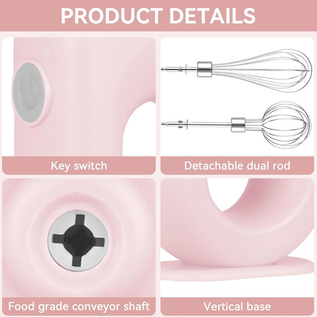 Kabelloser Handmixer Elektrischer, Edelstahl-Schwingbesen Mini-Eierschläger 4-Gang-Einstellbarer Min