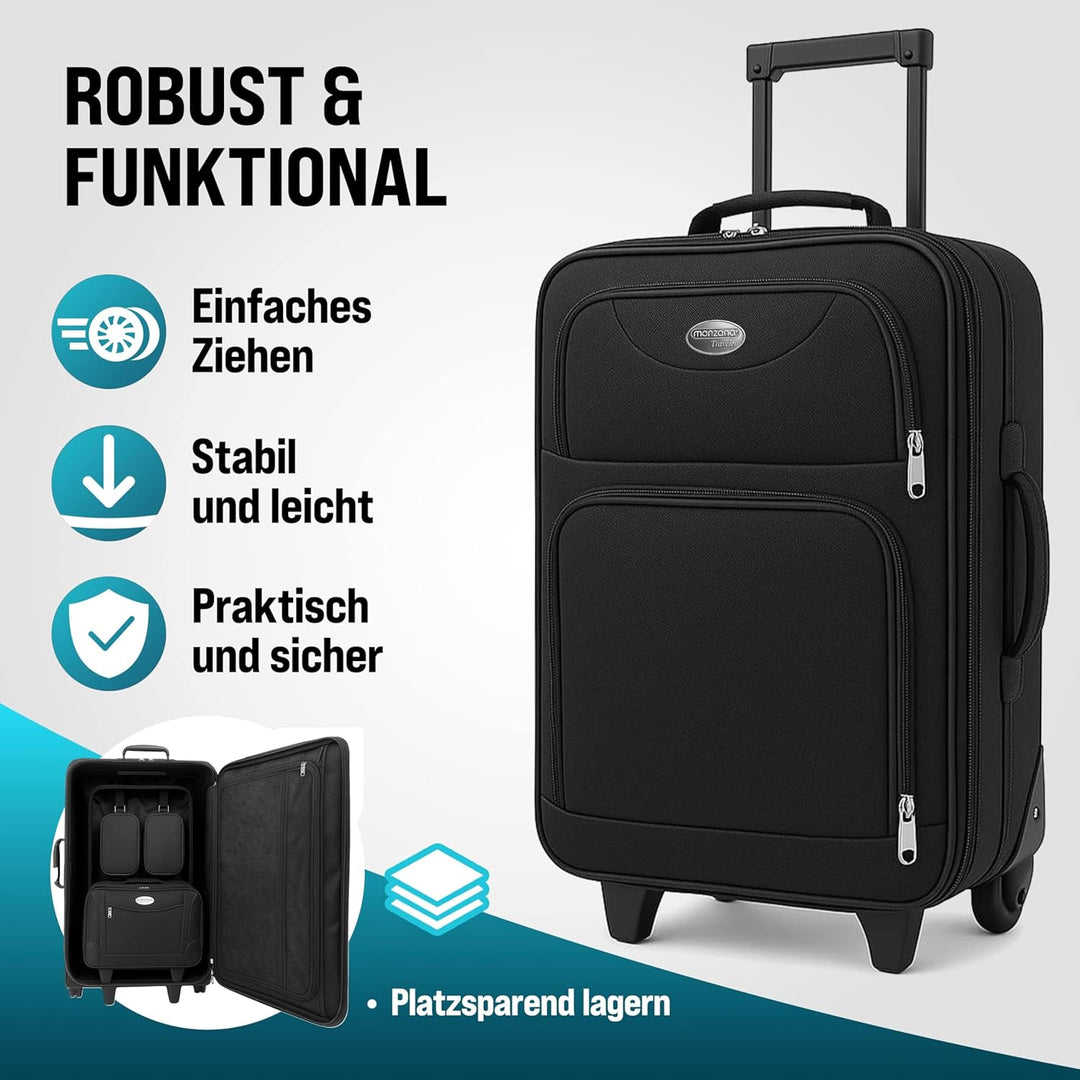 Deuba Trolley Kofferset Reisetaschen Set Kulturbeutel Netzfach Rollen Teleskopgriff Koffer Reisetasc