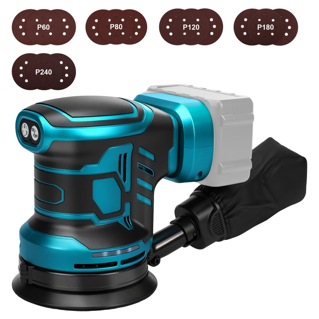 Akku-Exzenterschleifer, 125 mm Professional Exzenterschleifer für Makita 18V Akku, Bürstenloser Moto
