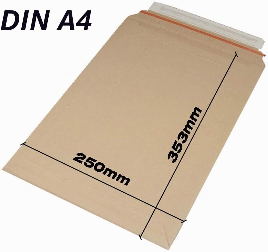 25 Versandtaschen aus Karton 250 x 353 mm bis 50 mm Gesamthöhe ideal für DIN A4 Karton 440 Gramm/m2