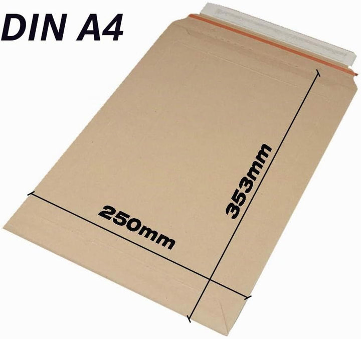 25 Versandtaschen aus Karton 250 x 353 mm bis 50 mm Gesamthöhe ideal für DIN A4 Karton 440 Gramm/m2