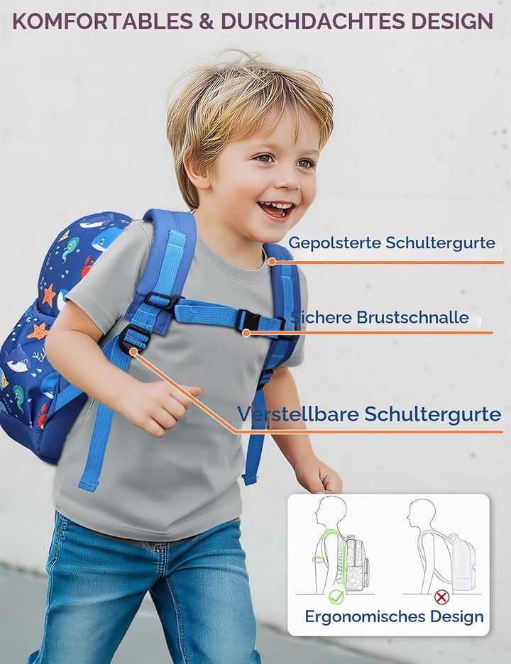 VASCHY Kinderrucksack, leicht, Schulranzen, Mädchen, Jungen, Grundschule, Kindergarten, 4 – 6 Jahre,