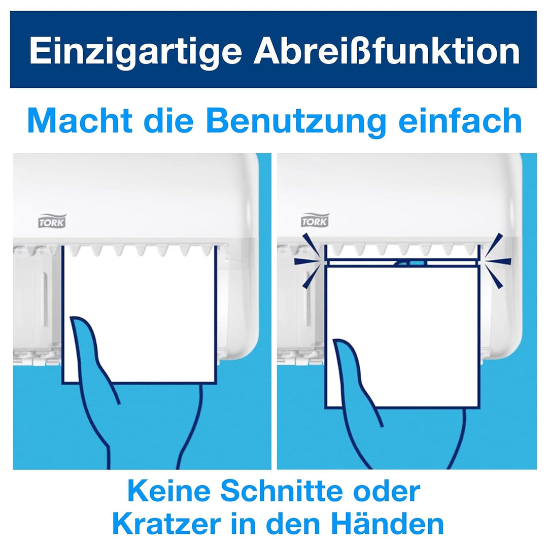 Tork 557000 Spender für Kleinrollen Toilettenpapier T4 in Weiss / Hygienischer Papierspender für Toi