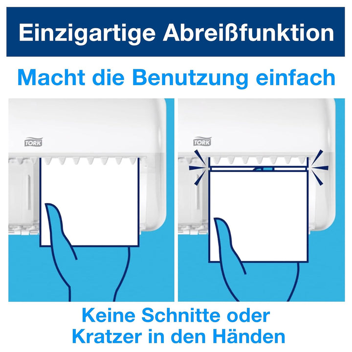 Tork 557000 Spender für Kleinrollen Toilettenpapier T4 in Weiss / Hygienischer Papierspender für Toi