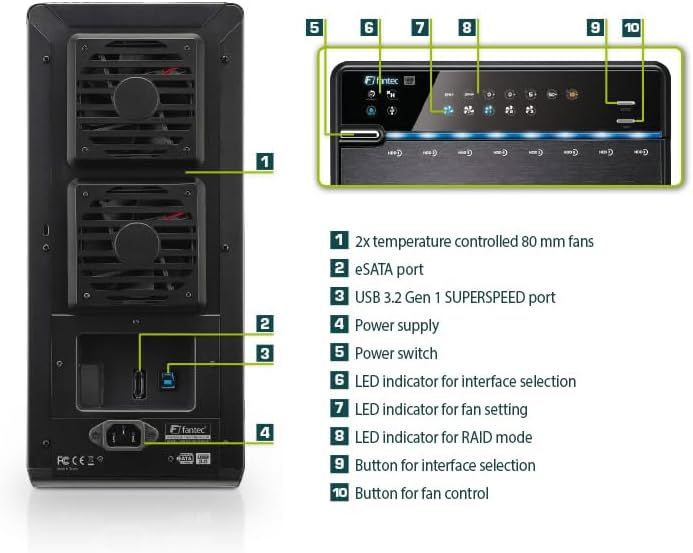 FANTEC Qb-X8US3R Externes 8-fach Raid Festplattengehäuse (für 8x 8, 89 cm (3, 5 Zoll) SATA Festplatt