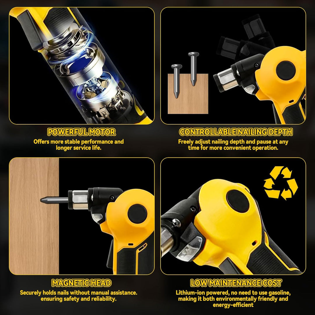 Akku-Autohammer Kompatibel mit Dewalt 20V Akku, Elektro Nagel Hammer mit verstellbarem 3-Positionen-