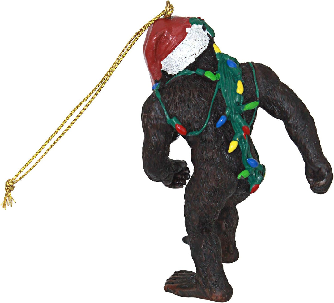 Design Toscano Bigfoot, der Weihnachts-Yeti mit Sabtas Mütze Witzige Weihnachtsbaumdeko, Polyresin,