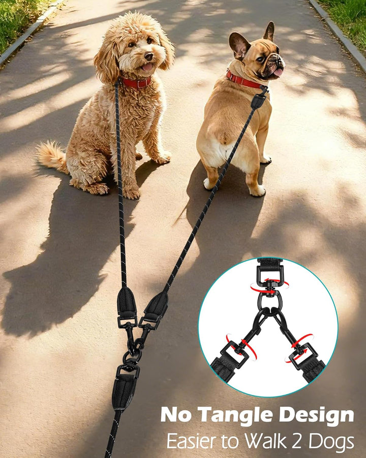 PetBonus Hundeleine Doppelleine für 2 Hunde, Keine Verwicklung Trainingsleine mit Zwei Gepolsterten