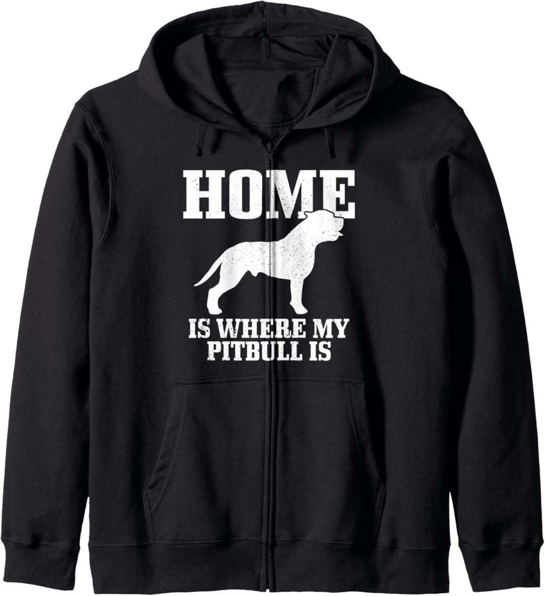 Pitbull Home Is Where My Pitbull Is Lustiger Hund Mama Papa Kapuzenjacke