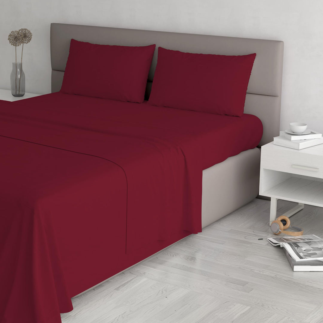 Italian Bed Linen Max Color Bettwäsche-Set, Bordeaux, Doppelte, Bordeaux
