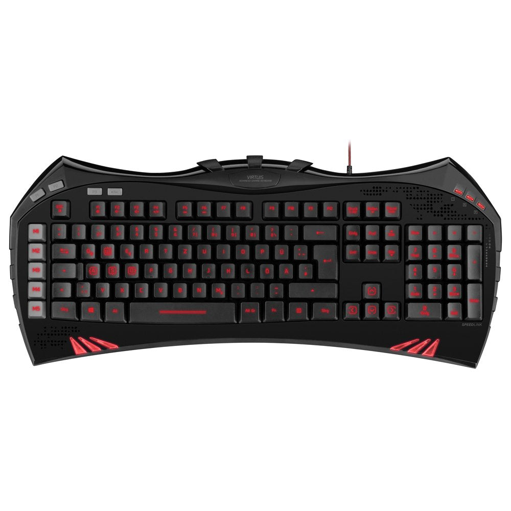 Speedlink VIRTIUS Advanced Gaming Keyboard - Gamer Tastatur für PC / Computer, 10-Tasten-Rollover-Te