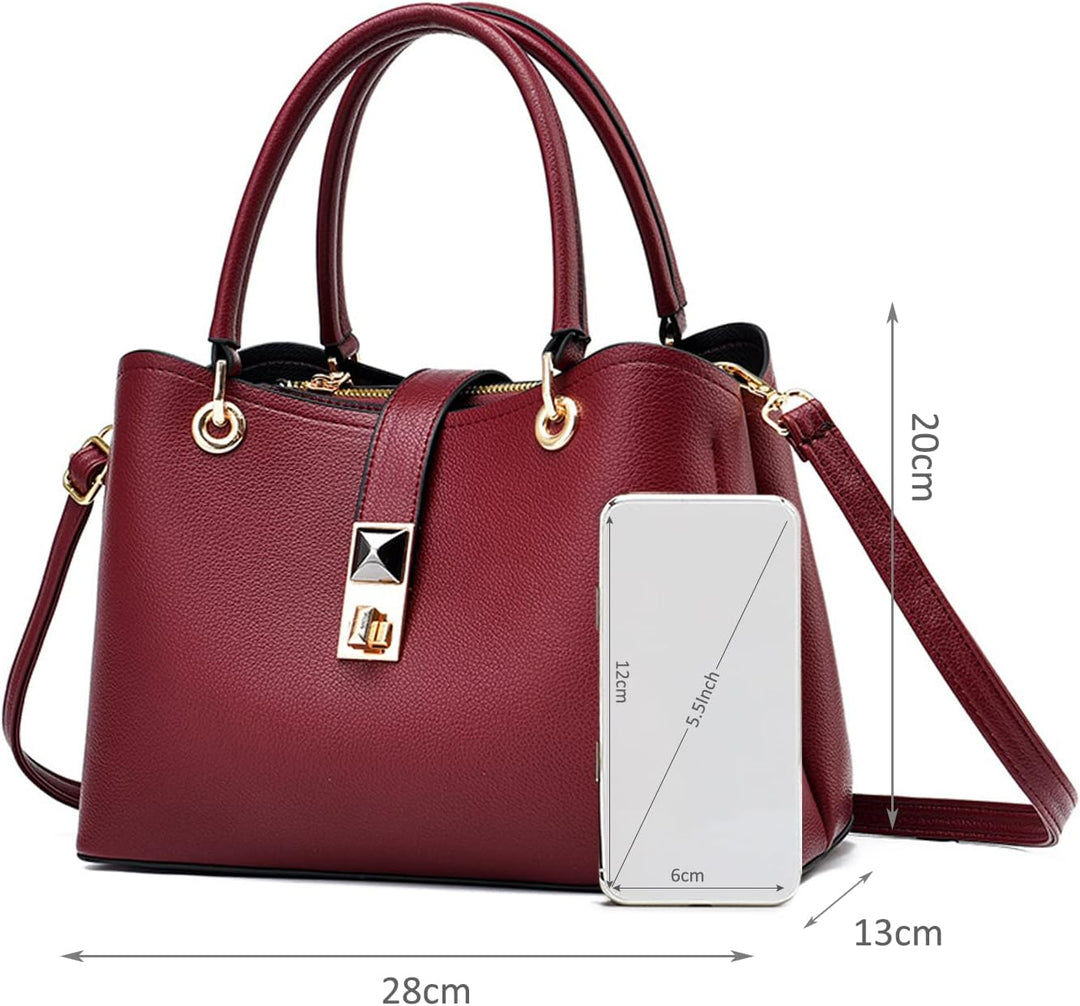 NICOLE & DORIS Klein Tasche Einfach und Elegant Schultertaschen Damen Handtasche mit Fächern Multifu