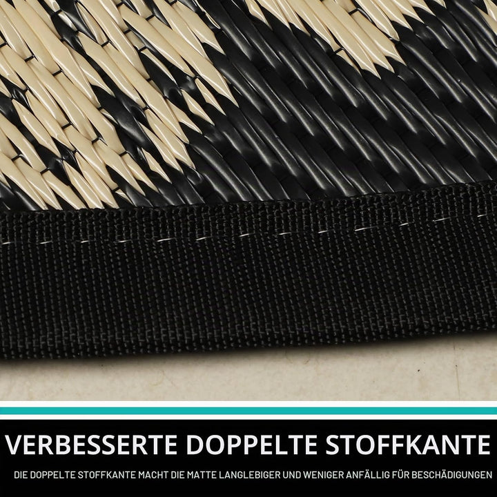 Capslpad Rund Aussenterrasse Teppich ∅300cm Wende Picknickmatte Wasserdichter Kunststoff-Strohteppic