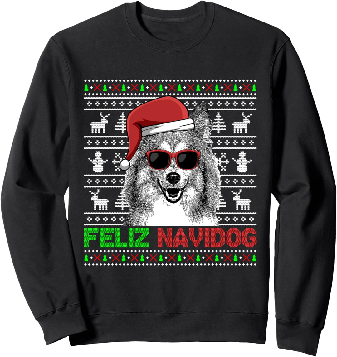 Collie Dog Feliz Navidog Lustige Weihnachten Sweatshirt
