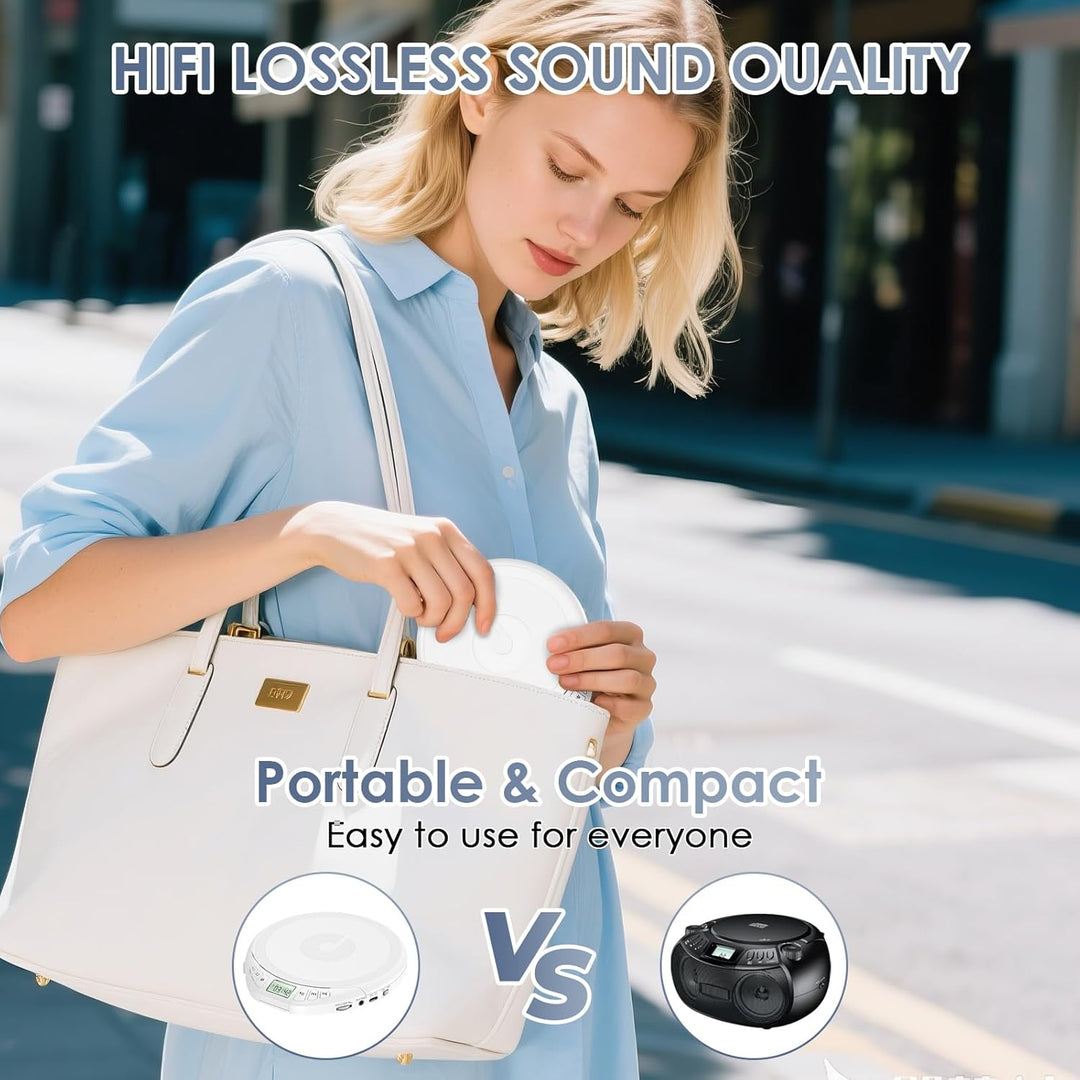 Gueray CD Player Tragbar Kinder Tragbarer CD-Player fürs Auto Discman mit Kopfhörer LCD-Display Unte