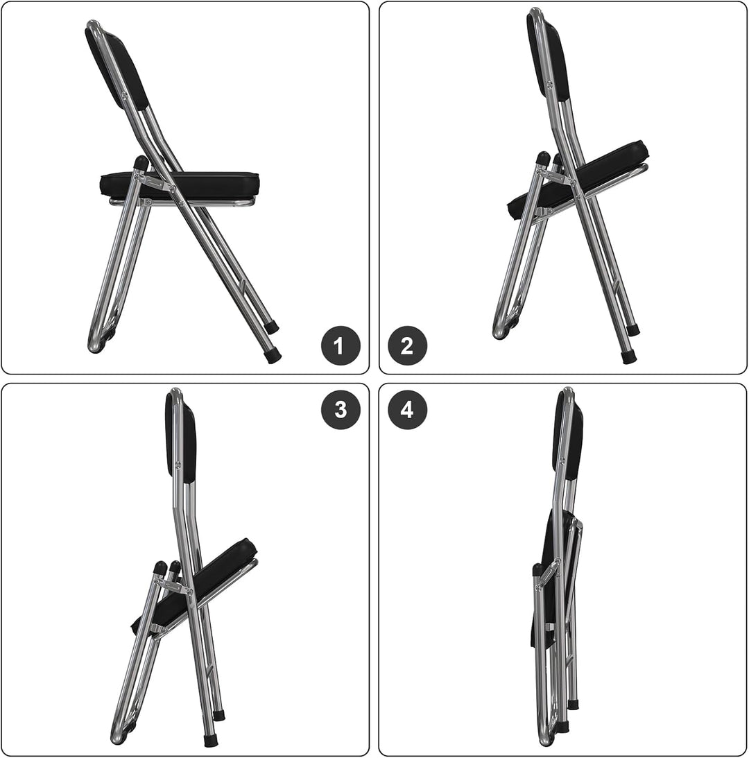 Lvhecforhm 2er Set Klappstuhl mit Rückenlehne, Esszimmerstühle, Küchenstuhl mit Stahlrahmen, Esszimm