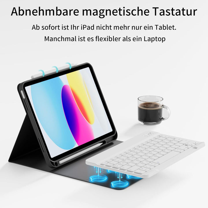 ZOPSGYU Hülle mit Tastatur für iPad (A16) 11/10 Generation (2025/2022, 11/10.9 Zoll), Schutzhülle mi