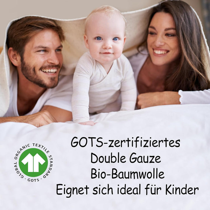 PinkZebra Kinderbettwäsche Musselin 100 x 135 cm + 40 x 60 cm, Bettwäsche aus 100% Bio-Baumwolle Ohn