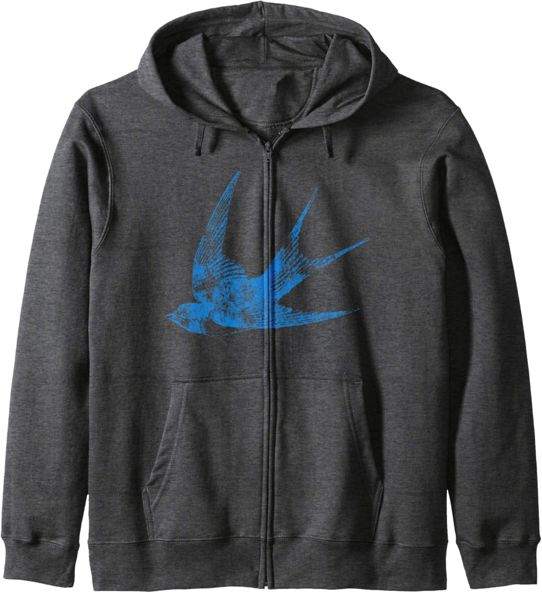 Vogel-Illustration im Used-Look, blaue Vogel-Silhouette Kapuzenjacke