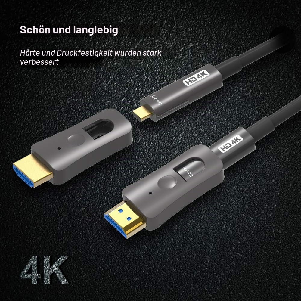 YIWENTEC HDMI Fibre Cable 4k@60Hz HDCP2.2 4:4:4 High Speed 18Gbps HDR 3D 4K2K HDMI Optic Fiber Cable