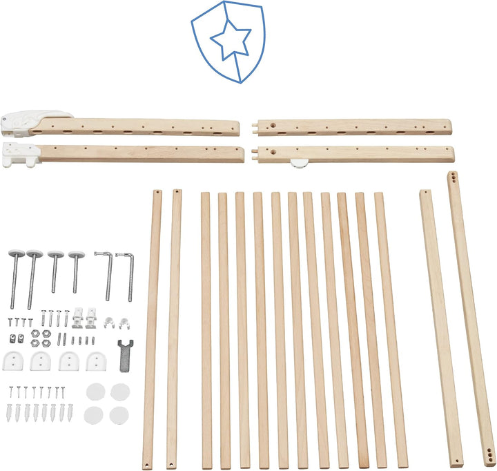 Badabulle Deco Pop, ausziehbares Babygitter aus Holz | 63 bis 106 cm breit | Druck- oder Schraubgitt