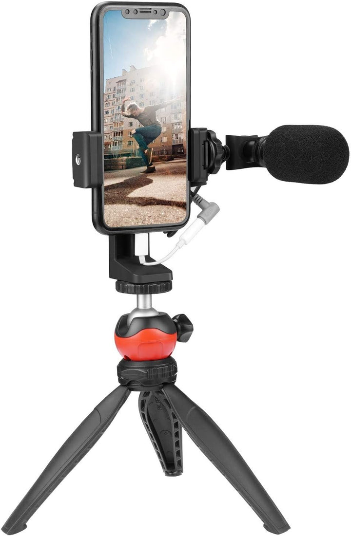 EACHSHOT Richtmikrofon Kamera Mikrofon mit Tischstativ Handyhalterung, Shotgun DSLR Video Externes M