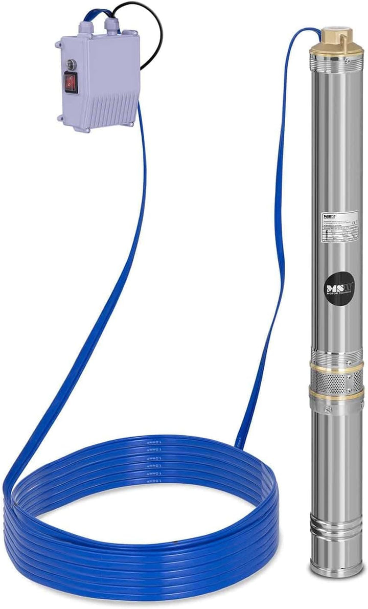 MSW Tiefbrunnenpumpe Tauchpumpe Brunnenpumpe MSW-SPP43-075 (Fördermenge max.: 4.800 l/h, 750 W, Förd