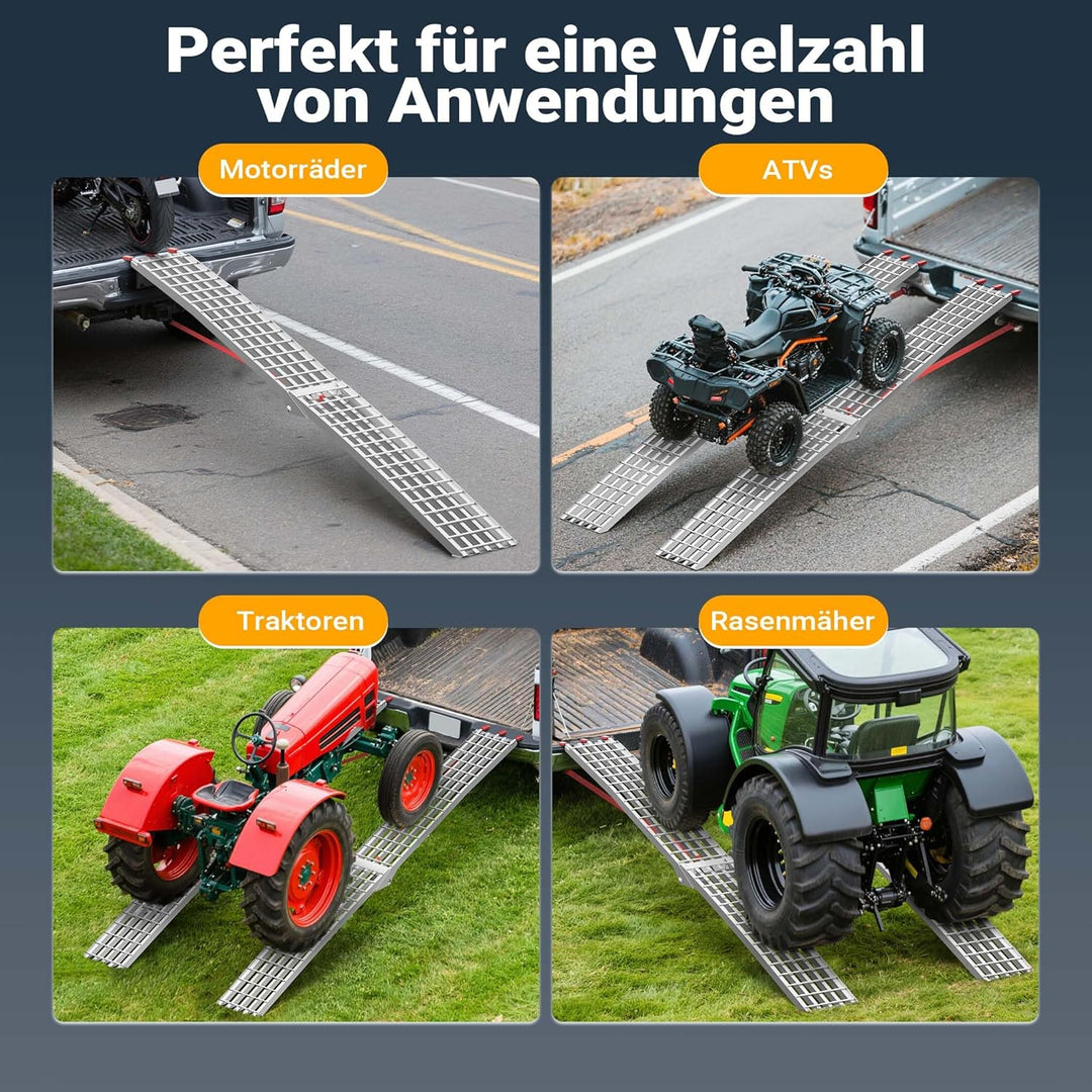 Auffahrrampe Motorrad ATV Quad faltbar Aluminium Auffahrschiene Fahrrampe Laderampe 310cm