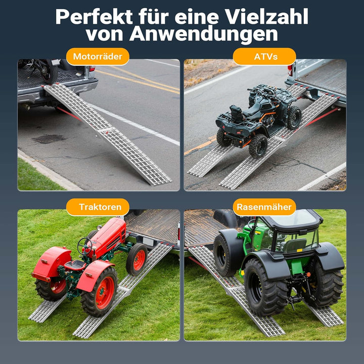 Auffahrrampe Motorrad ATV Quad faltbar Aluminium Auffahrschiene Fahrrampe Laderampe 310cm