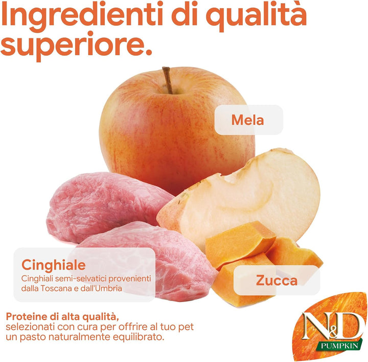 Farmina N&D Pumpkin Adult Medium Pellets Hundefutter (Trockenfutter, mit hochwertigen Vitaminen und
