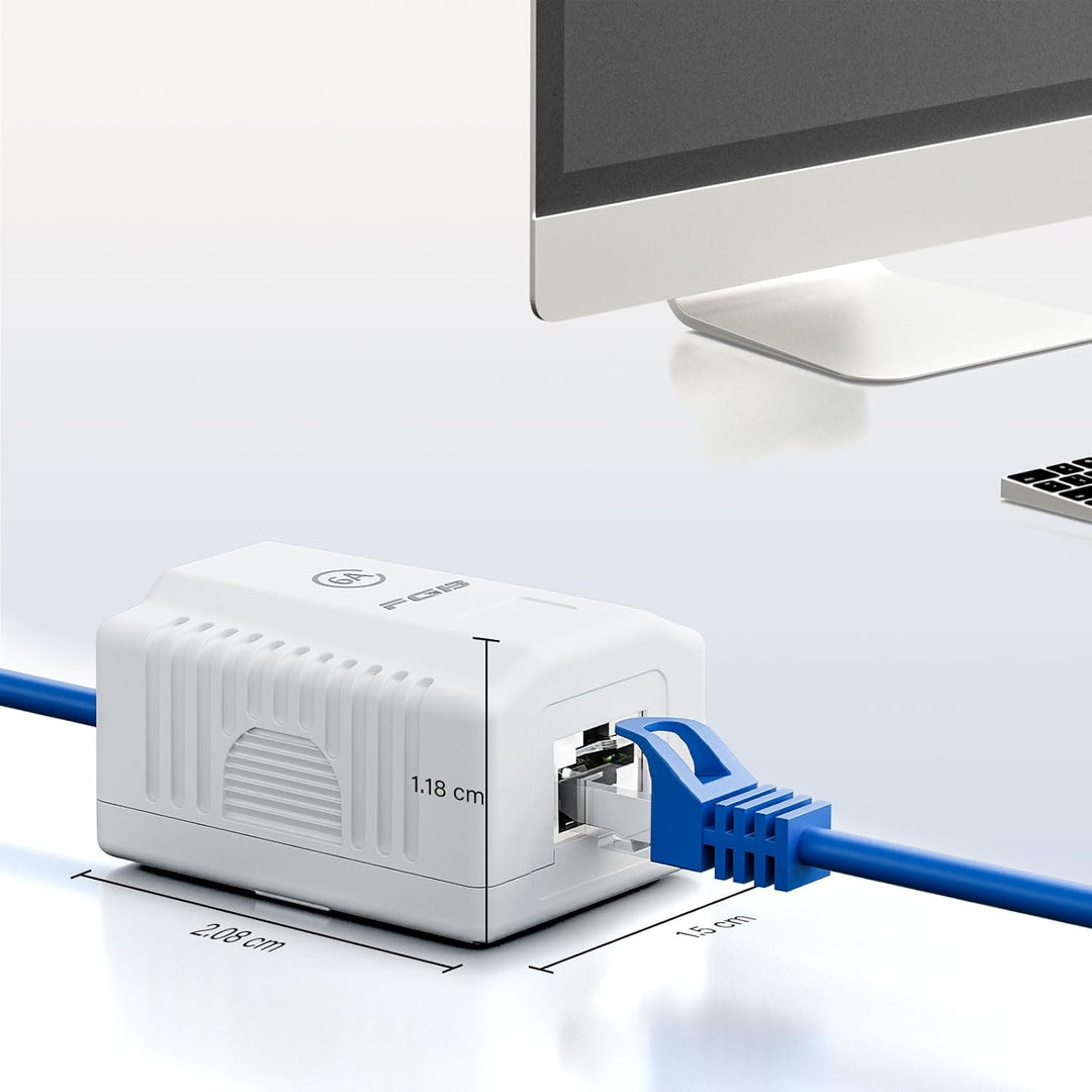 FGB 4X Cat6A Netzwerkdose Aufputz 1 Port FTP Geschirmt LAN Dose Weiss | Netzwerkdose Aufputz Cat7 RJ