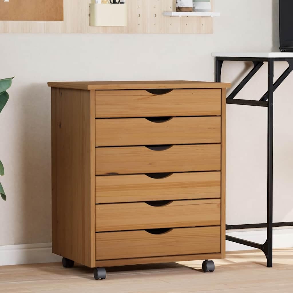 vidaXL Rollschrank, Rollcontainer mit 6 Schubladen, Kommode Schubladenschrank mit Rollen, Büroschran