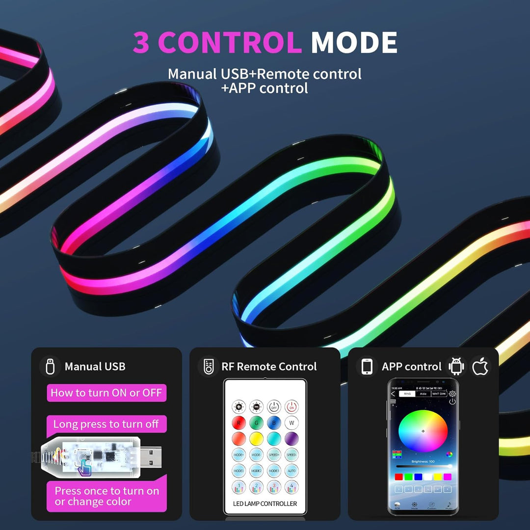 LED Innenbeleuchtung Auto USB, Regenbogen RGBic 210 Blinkende Modi，Auto Led Innenbeleuchtung 2 in 1