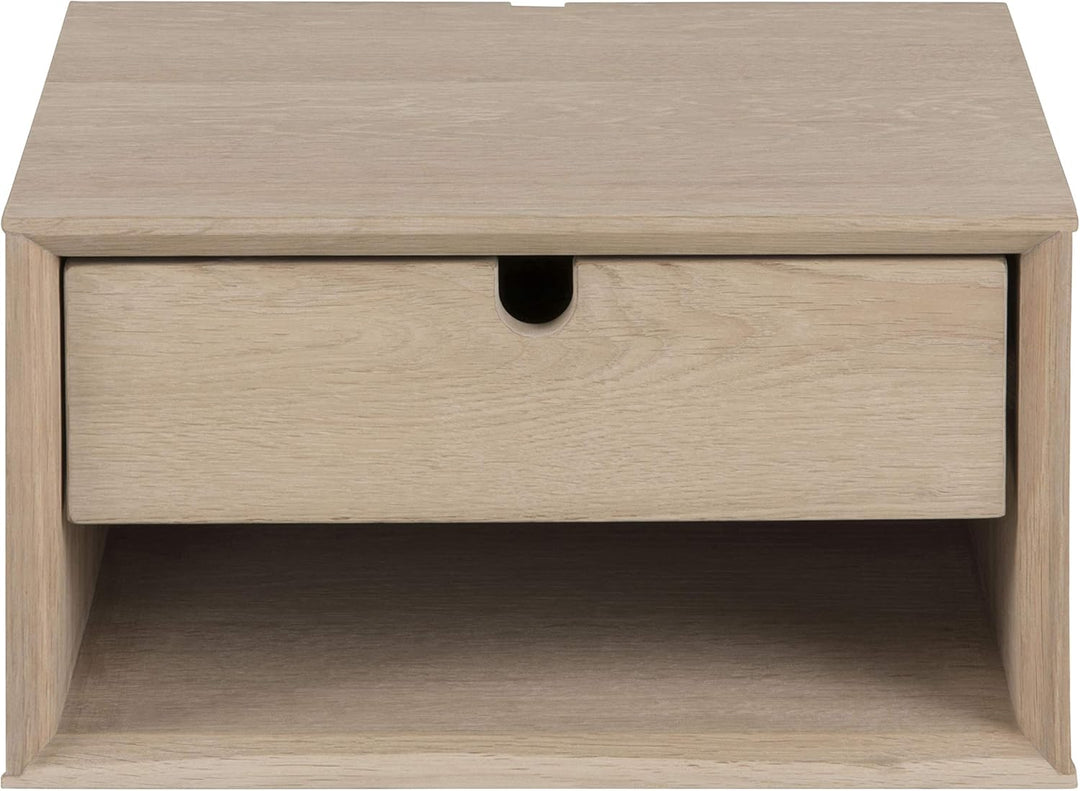 AC Design Furniture Lena Nachttisch aus Holz für Wandmontage, Beistelltisch mit 1 Schublade, Wandreg