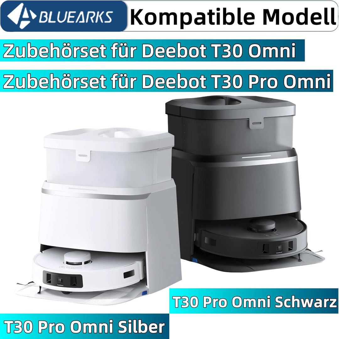 Bluearks 21 Stück Zubehörset für Ecovacs T30 Pro Omni Roboter Saugroboter, 1 Hauptbürste, 4 Filter,