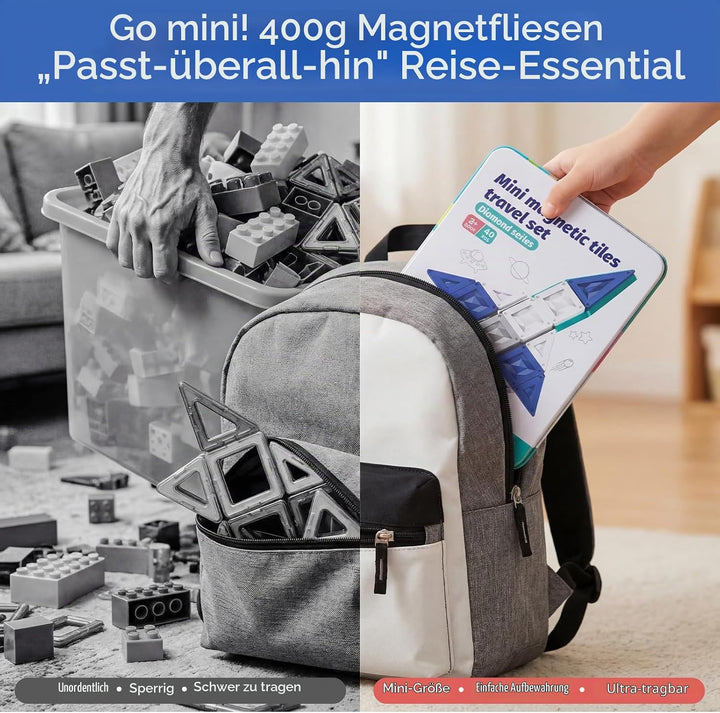 Magnetische Bausteine Reisespielzeug ab 3 Jahre 40pcs Montessori Magnetbausteine Lernspielzeug mit t