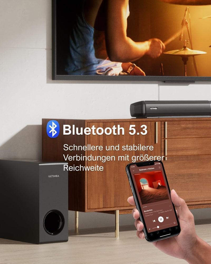 ULTIMEA 4.1-Kanal Soundbar für TV Geräte, mit Subwoofer, teilbare 2-in-1 Soundbar für Fernseher, Blu