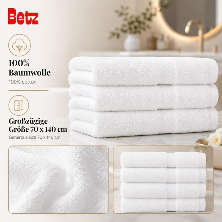Betz 4 Stück Duschtücher Set Palermo Grösse 70x140 cm 100% Baumwolle Badetuch Duschhandtuch Sporthan