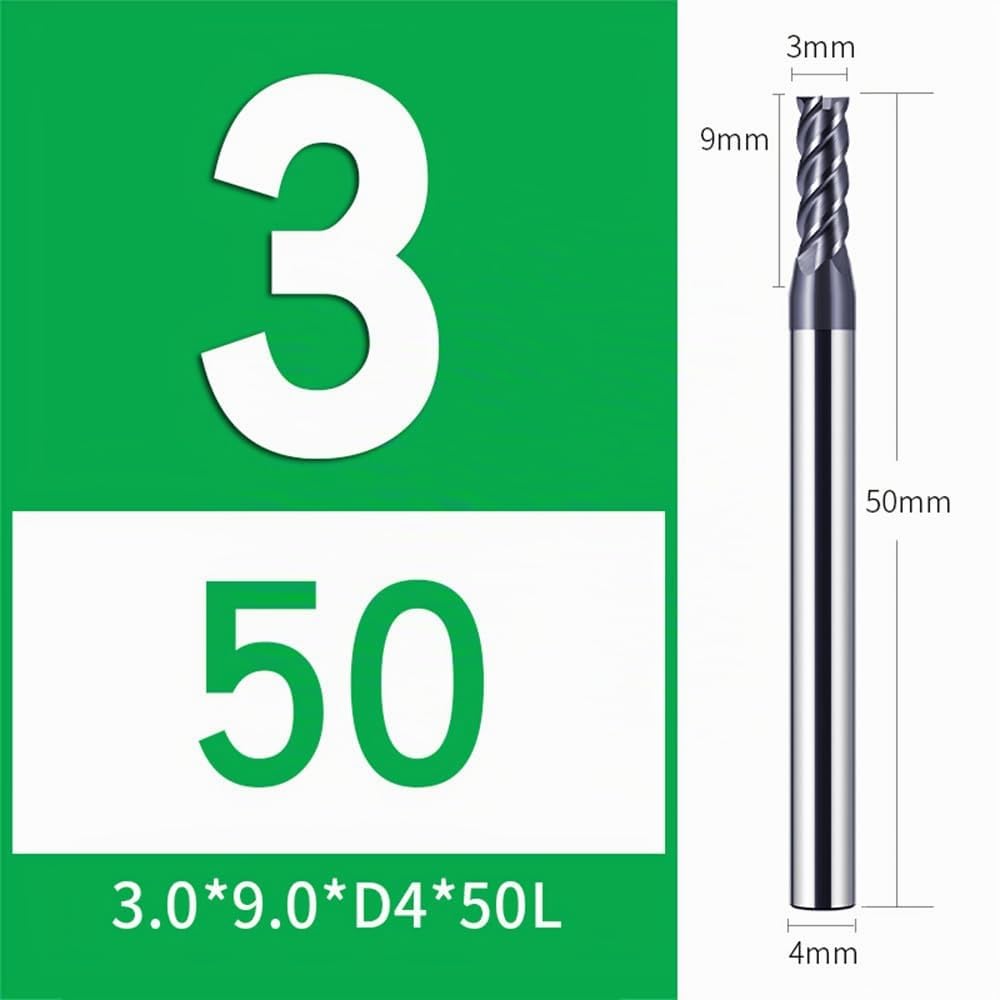 5 Stücke Hartmetall Schaftfräser 3mm, 4 Zähne/4 Schneiden CNC Fräser, HRC 55, AlTiN Schwarz Beschich