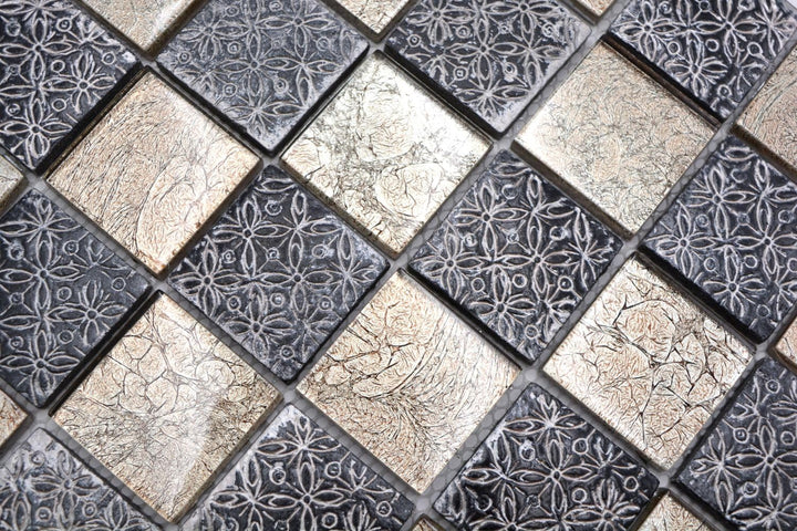 Glasmosaik Quadrat Crystal/Resin Optik mix Transluzent Transparent 3D, Mosaikstein Format: 48x48x8 m