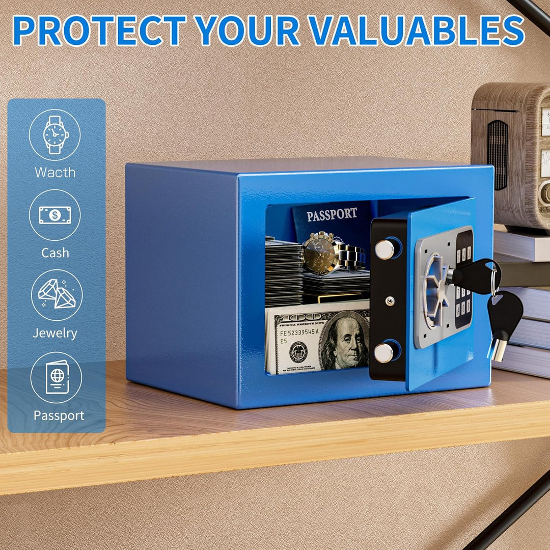 Digitaler Safe 6,8 l, kleiner Tresor für Zuhause, elektronische Sicherheitskassette, Wandtresor fürs