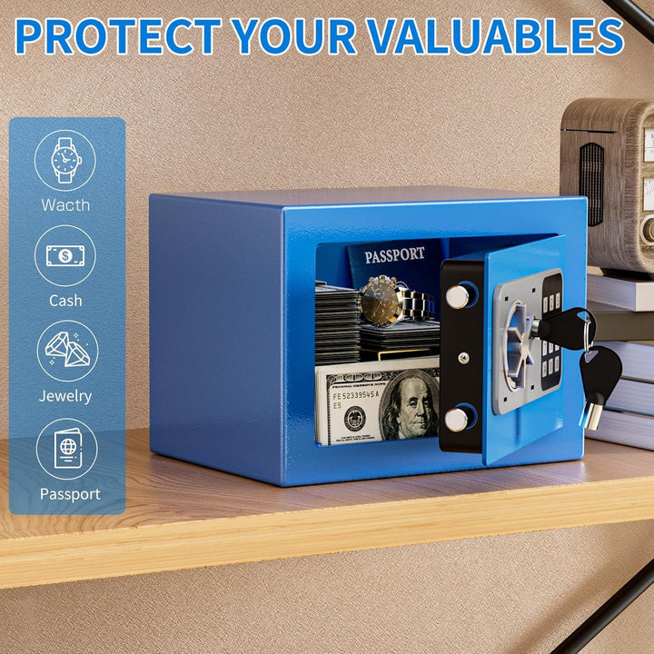 Digitaler Safe 6,8 l, kleiner Tresor für Zuhause, elektronische Sicherheitskassette, Wandtresor fürs