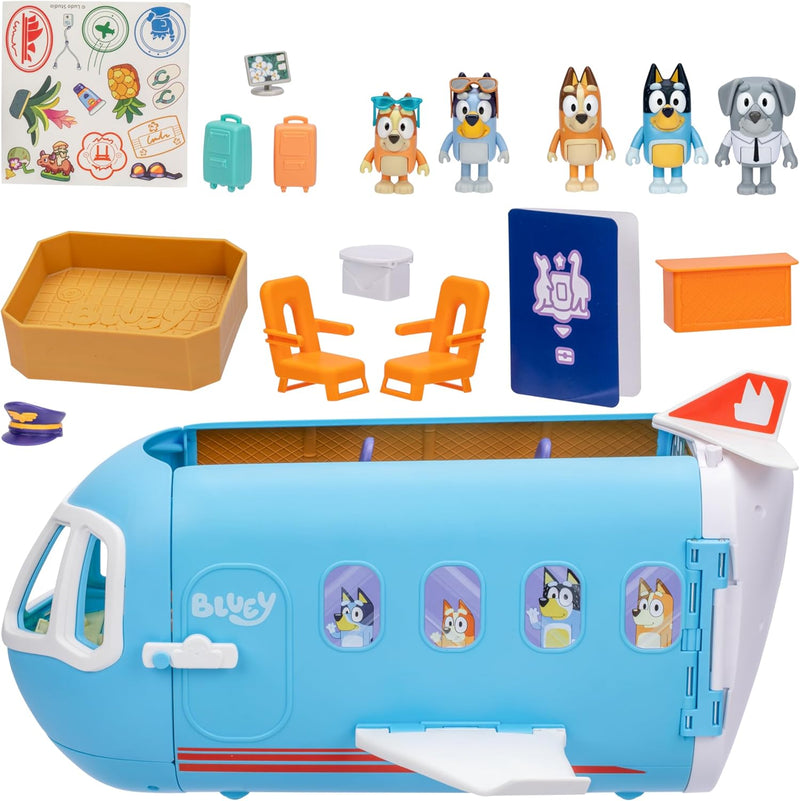 BlueY 3-in-1 Flugzeug-Spielset zum Ausklappen; Verwandlung von Flugzeug in Hotelresort & Boot! 70 cm