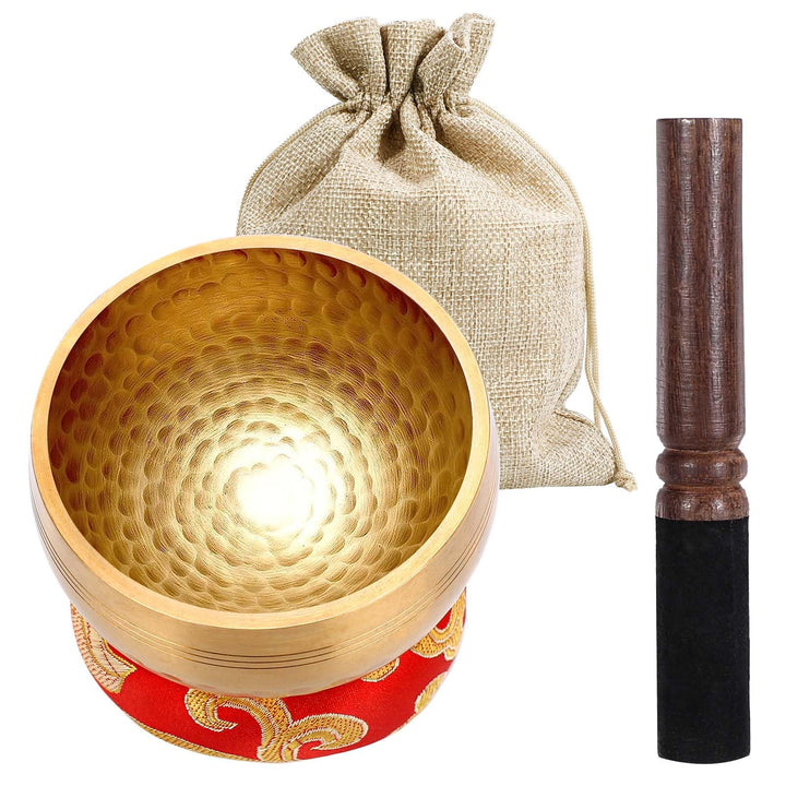 Tibetische Klangschale Klein，8CM Klangschalen Set mit Klöppel, Klangschalenkissen und Geschenk-Box,