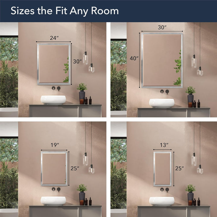 Head West 24 x 30 Classic Brush Nickel 1 in. Wide Metal Frame Wall Mirror Spiegel