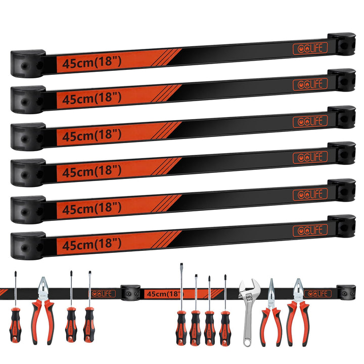 CCLIFE 6tlg Magnetleiste Werkzeug 45cm 23kg Magnetschiene Magnetisch Werkzeugleiste für Werkstatt 45