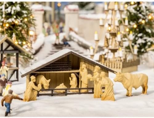 Noch 14394 Weihnachtsmarkt-Krippe mit Figuren in Holzoptik